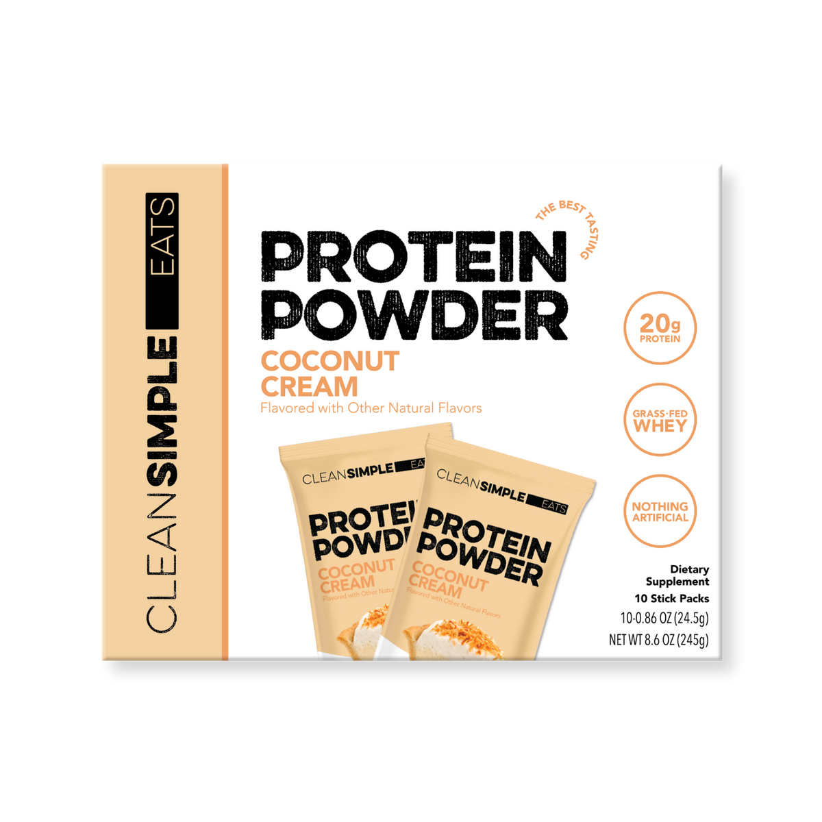 Protein Powder: Coconut Cream (10 Single Serving Stick Packs)